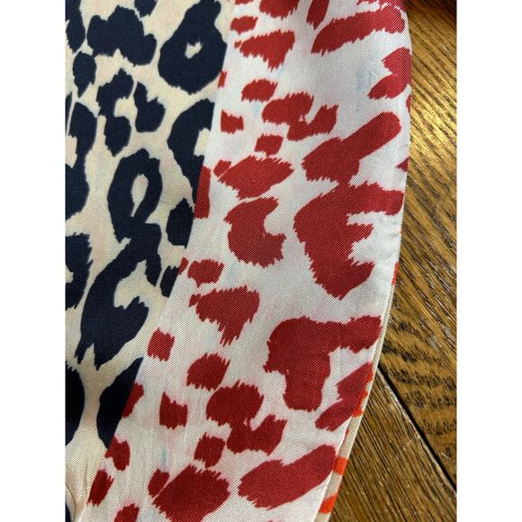 Luisa Cerano 100% Silk Animal Print Blouse Orange Rust Black Sz 10 Mob Wife - Picture 12 of 12